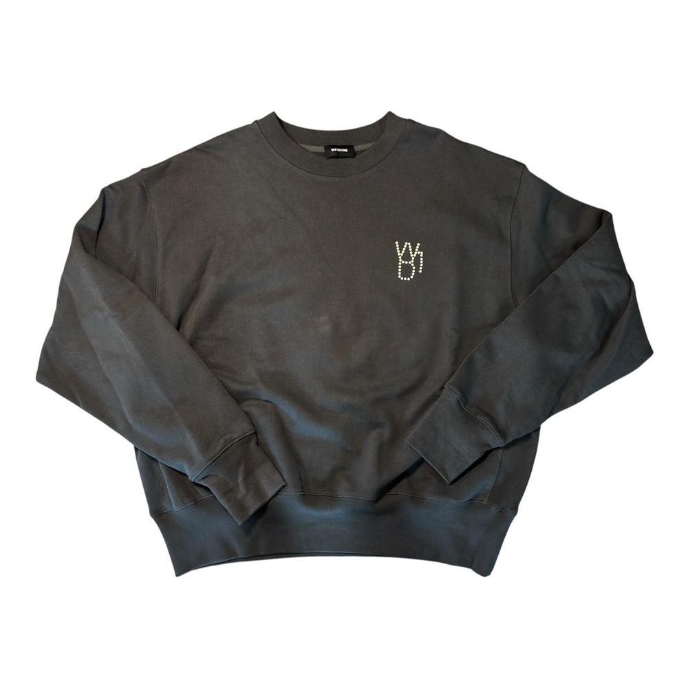We11done Pearl Logo Sweatshirt Mens Small Gray Oversized Pullover WD-TS9-20-131